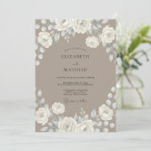 Cream Floral Swirl Wedding 招待状 (スタンド正面)