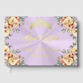 Cream Floral & Tiara - Pastel Lavender ゲストブック