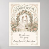 Cream Floral Wedding Poster ポスター (正面)