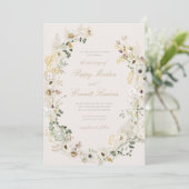 Cream Floral Wildflower Poppy Wedding Invitation 招待状 (スタンド正面)