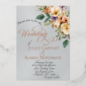 Cream Floral & Wreath Monogram - Silver 箔招待状 (正面)