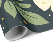 Cream Flowers with Red Centers & Green Leaves ラッピングペーパー (ロールコーナー)