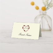 Cream folded place card floral heart Guest's name プレイスカード (裏面)
