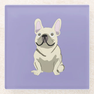 Cream French Bulldog,  ガラスコースター