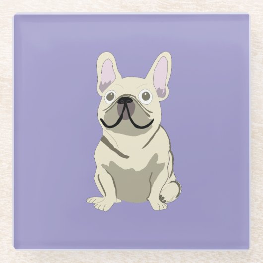 Cream French Bulldog,  ガラスコースター (正面)