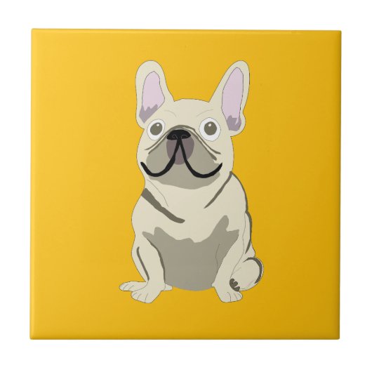 Cream French Bulldog タイル (正面)