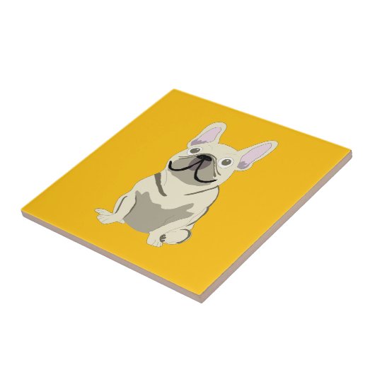 Cream French Bulldog タイル (側面)