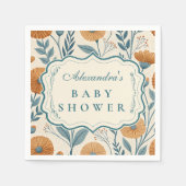 Cream Garden Botanical Baby Shower スタンダードカクテルナプキン (正面)