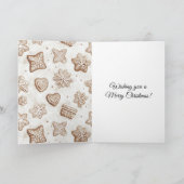 Cream Gingerbread Christmas  Hearts Snowflakes カード (内部)