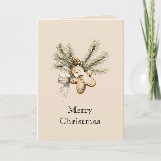 Cream Gingerbread Christmas Pine Cone カード (正面)