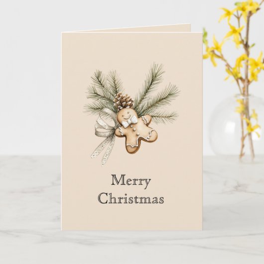 Cream Gingerbread Christmas Pine Cone カード (黄色い花)
