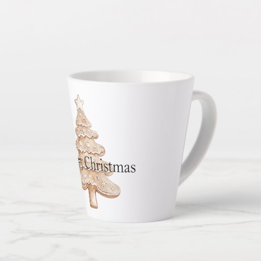 Cream Gingerbread Christmas Tree カフェラテマグ (右アングル)