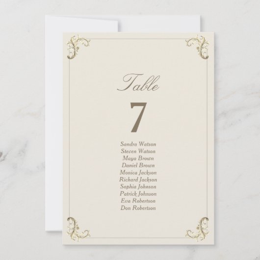 Cream Gold Baroque Wedding Seating Chart (正面)