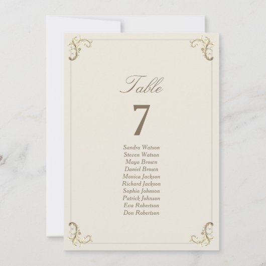 Cream Gold Baroque Wedding Seating Chart (裏面)