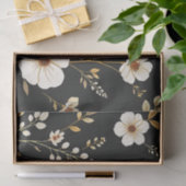 Cream Gold Floral Black Pattern 薄葉紙 (ギフト)