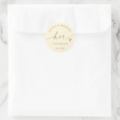 Cream & Gold Her Favorite Script Wedding Treat Bag ラウンドシール (バッグ)