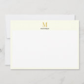 Cream Gold Monogram Personalized Name Luxury Gift  ノートカード (正面)