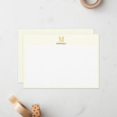 Cream Gold Monogram Personalized Name Luxury Gift  ノートカード (正面/裏面インサイチュ)