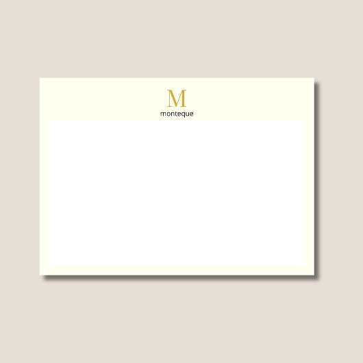 Cream Gold Monogram Personalized Name Luxury Gift  ノートカード