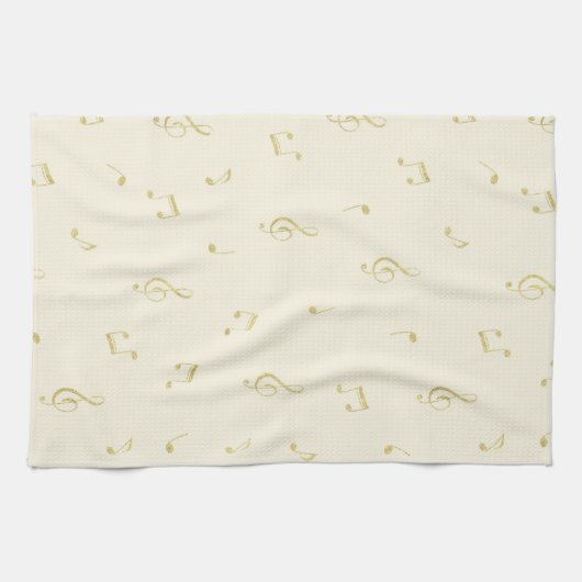 Cream Gold Music Notes   キッチンタオル (横)