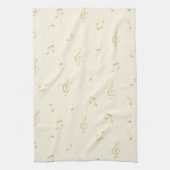 Cream Gold Music Notes   キッチンタオル (縦)