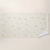 Cream Gold Music Notes   ビーチタオル (正面)