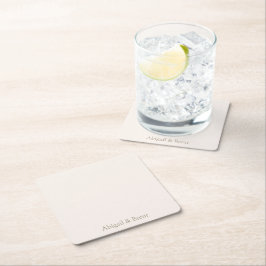 Cream & Gold Personalized Simple Wedding スクエアペーパーコースター
