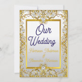 Cream & Gold Wedding Canvas Print – Ornate Frame W 招待状 (正面)