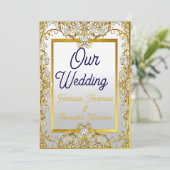 Cream & Gold Wedding Canvas Print – Ornate Frame W 招待状 (スタンド正面)