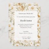 Cream Gold White Country Flowers 招待状 (正面/裏面)