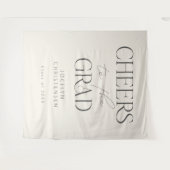 Cream Gray Cheers to the Grad Photo Backdrop タペストリー (正面(横))