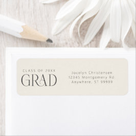 Cream Gray Grad Personalized Return Address ラベル