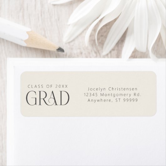 Cream Gray Grad Personalized Return Address ラベル (インサイチュ)