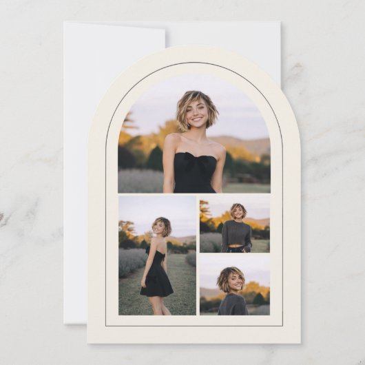 Cream Gray Modern Photo Collage Grad Announcement 招待状 (裏面)