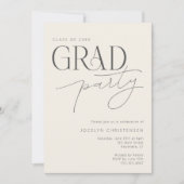 Cream Gray Modern Typography Grad Party Invitation 招待状 (正面)