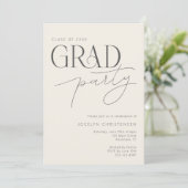 Cream Gray Modern Typography Grad Party Invitation 招待状 (スタンド正面)