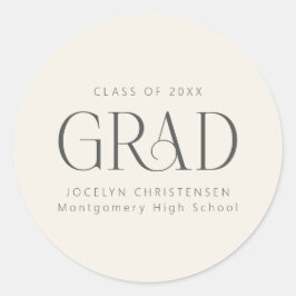 Cream Gray Personalized 2026 Modern Grad Graduate ラウンドシール