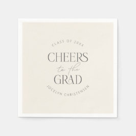 Cream Gray Personalized Cheers Grad Party スタンダードカクテルナプキン