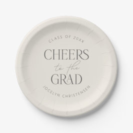 Cream Gray Personalized Cheers Grad Party ペーパープレート