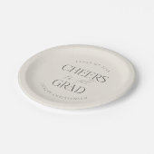 Cream Gray Personalized Cheers Grad Party ペーパープレート (アングル)