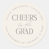 Cream Gray Personalized Cheers to the Grad ラウンドシール (正面)