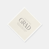 Cream Gray Personalized Minimalist Grad Party スタンダードカクテルナプキン (角)