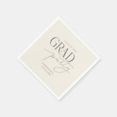 Cream Gray Personalized Minimalist Grad Party スタンダードカクテルナプキン (角)
