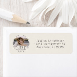 Cream Gray Photo Graduation Return Address Labels ラベル