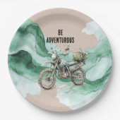 Cream Green Motorcycle Adventure ペーパープレート (正面)