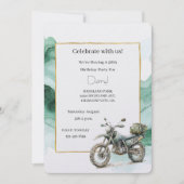 Cream Green Motorcycle Adventure Birthday 招待状 (正面)