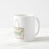 Cream Green Organic Bag Leaf コーヒーマグカップ (正面右)