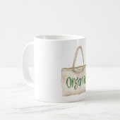 Cream Green Organic Bag Leaf コーヒーマグカップ (正面左)
