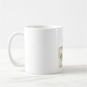 Cream Green Organic Bag Leaf コーヒーマグカップ (左)
