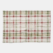 Cream Green Red Plaid Stripes  キッチンタオル (横)